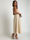 Beige summer midi dress with straps AZR010481